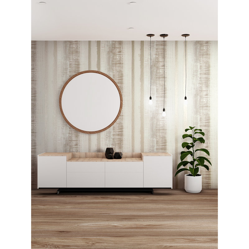 Adonea Hermes Smooth Metallic 33' L x 21" W Wallpaper Roll, Warm Gray