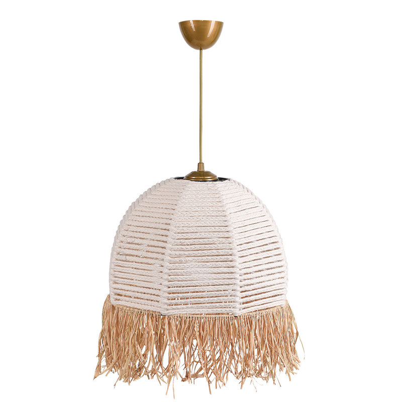 Elegant Bohemian Chandelier with Plastic Body, White Color, 11.8 in Diameter x 31.5 in Height | Cotton Cap, E27 Socket, Max 40W | Perfect for Country & Modern Decor, Stylish Lighting for Living Room & Dining Areas