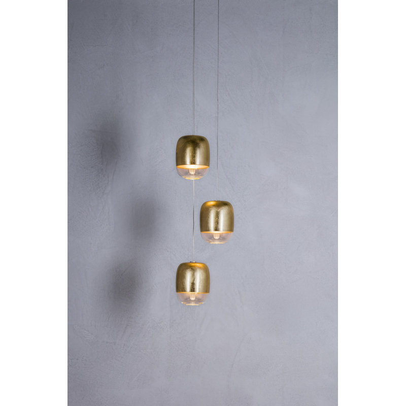 Gong 3 - Light Chrome Cluster Pendant, Golden Leaf