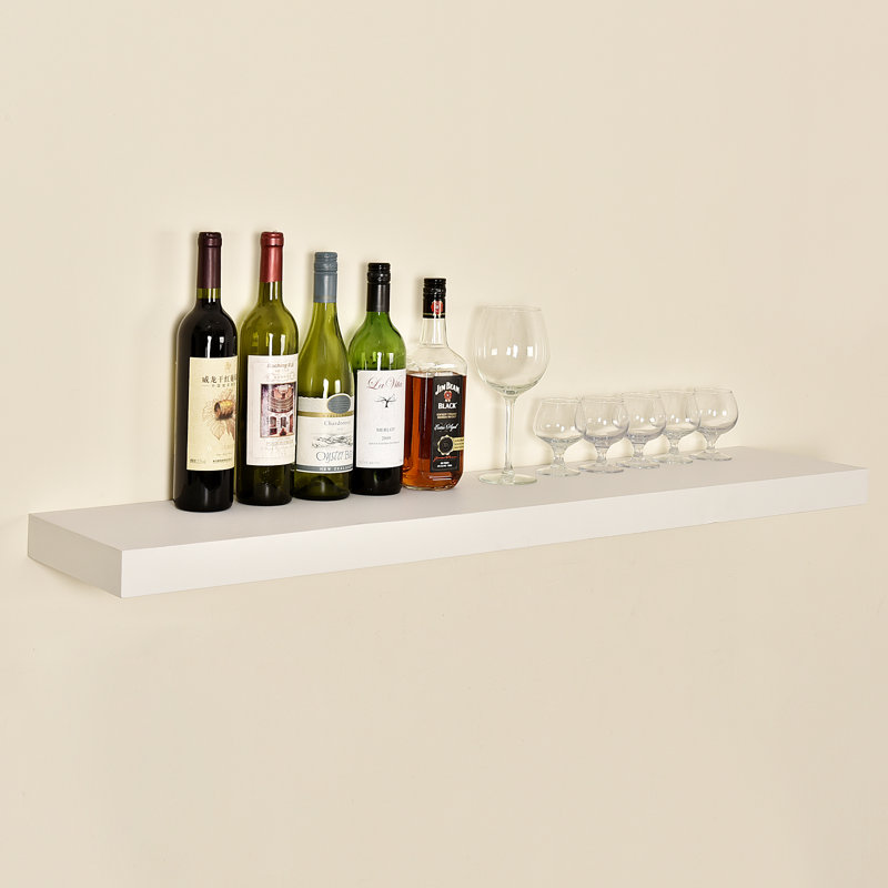Bovina Floating Shelf, White, 2" H x 60" W x 9.25" D