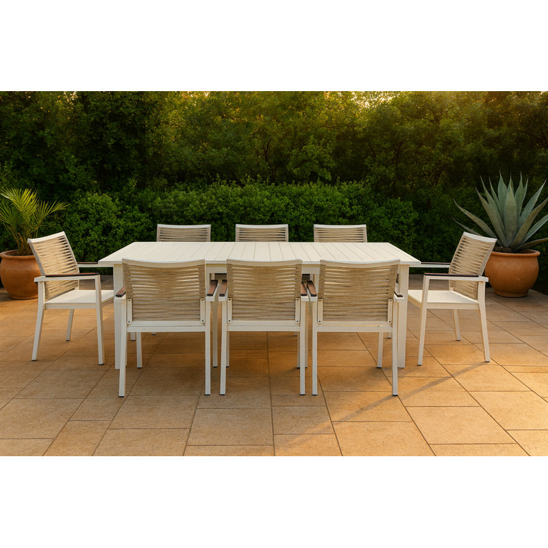 Chaise de patio avec coussin Oan Winnfield, Crème / beige, Blanc