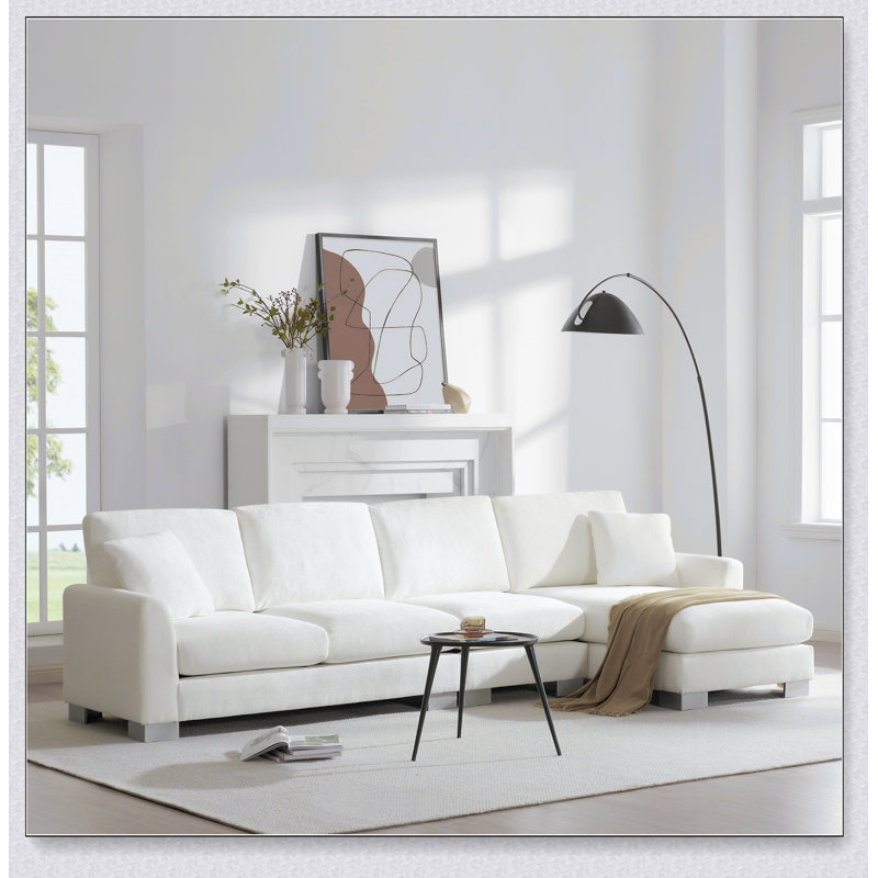 Ensemble de canapé modulaire surdimensionné 119 "55", canapé de luxe en forme de L 119 ", Chenille blanche