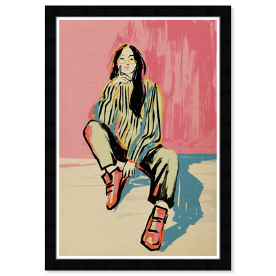 Art moderne sur papier rose, Fashion and Glam Hip and Cool Lady