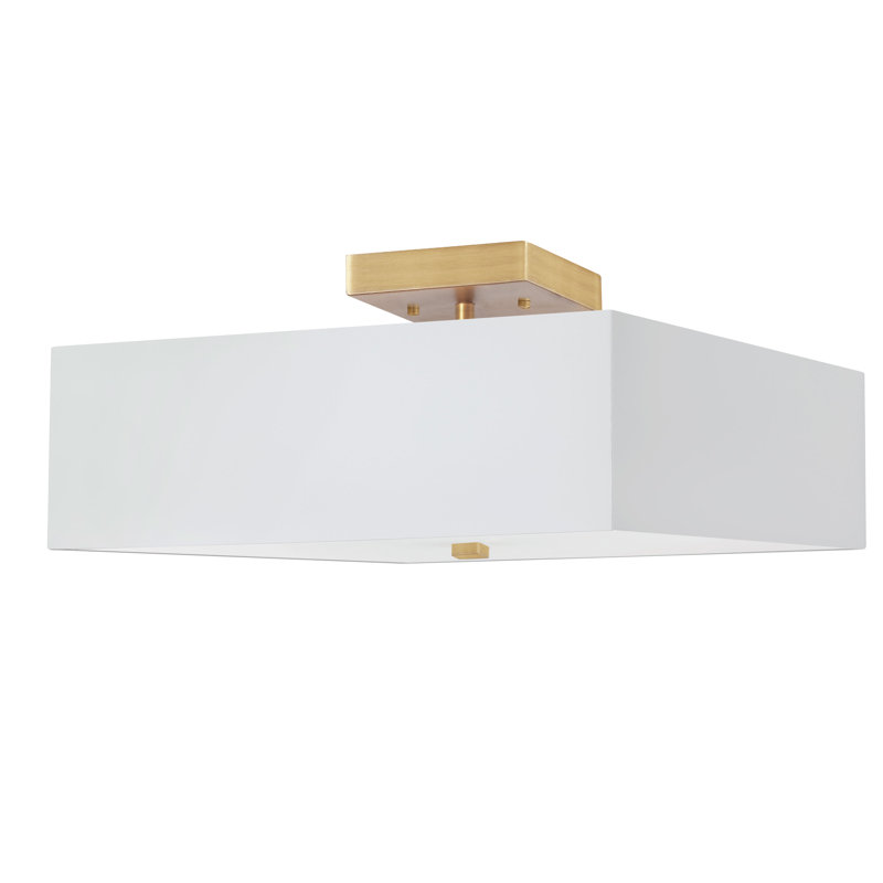 Breckan 3 Light Semi-Flush Mount, Aged Brass, White