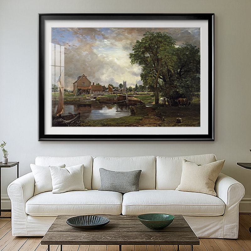 Flatford Mill (scène sur une rivière navigable) - John Constable - reproduction encadrée avec passe-partout et verre - 1816 - 1817