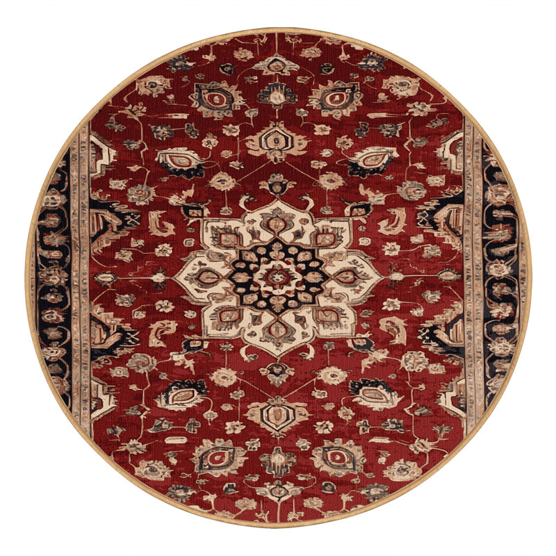 Machine Washable Turkish Brown Area Rug, Round 8'