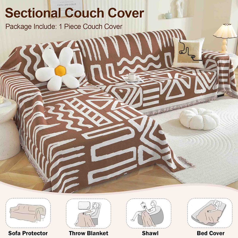 ‎Chenille Sofa Slipcover, Coffee