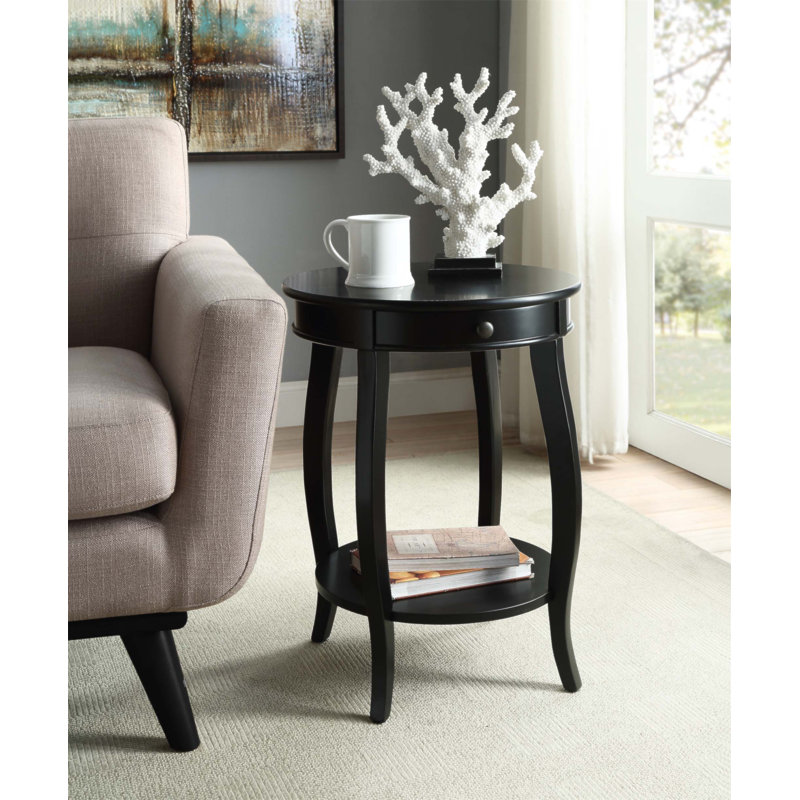 Table d'appoint Alysa Finish avec tiroir et tablette ouverte, fabrication en bois durable pour un rangement polyvalent et un design élégant