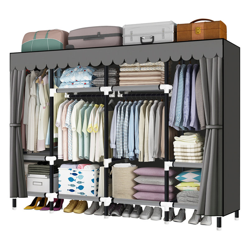 Aliyonna 79'' Fabric Portable Wardrobe, Gray