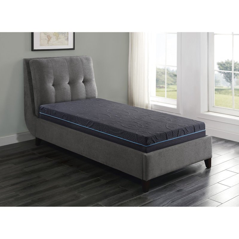 Matelas pour lit simple de 8 po, mousse viscoélastique imprégnée de gel, zone de confort ferme, couleur gris foncé, ressorts ensachés, déballage et installation simples en gel - expérience, apparence, installation simple encastrée