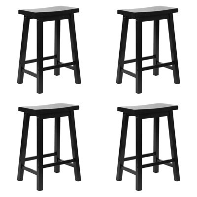 PJ Wood Classic Saddle Seat Kitchen Counter Stools (Set of 4) by Red Barrel Studio
