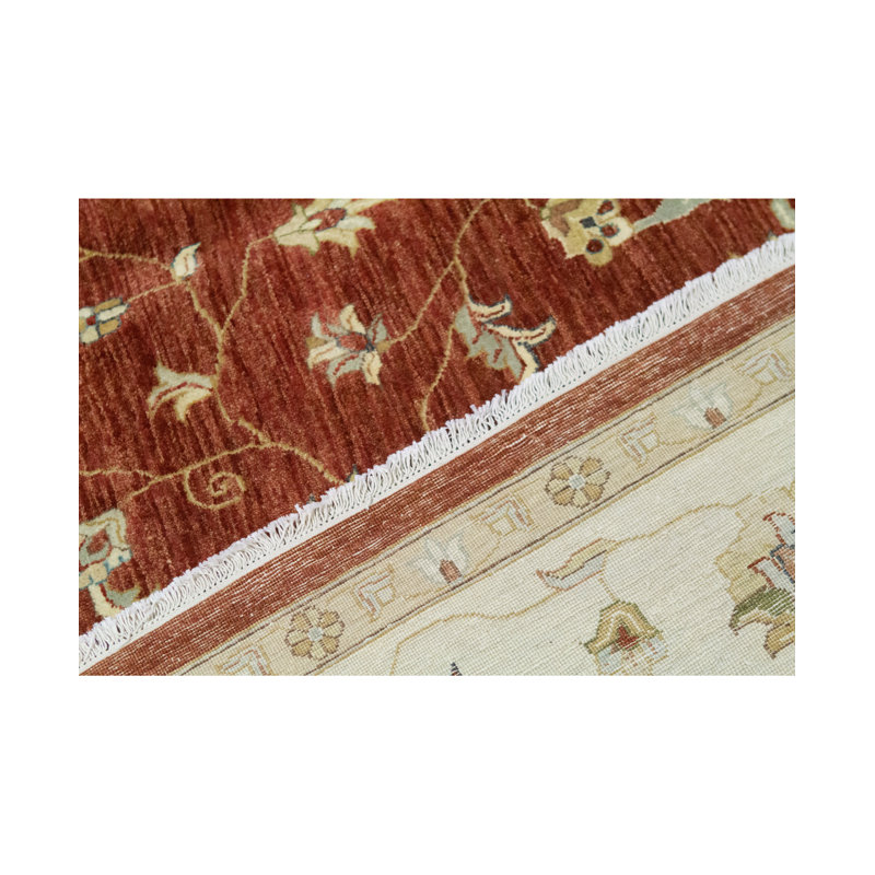 Tapis rouille et ivoire de haute qualité noué à la main