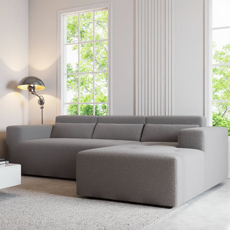 Canapé modulaire de 109 po, canapé en forme de L en peluche avec méridienne de 109 po, canapé modulaire 3 pièces pour salon et appartement, aucun assemblage requis