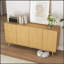 Buffet Modern Farmhouse avec 4 portes, tablettes réglables et motif hexagonal pour un rangement polyvalent et un décor élégant