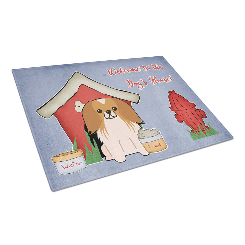 Planche à découper en verre trésors pékinois caroline Dog House, Rouge / Blanc