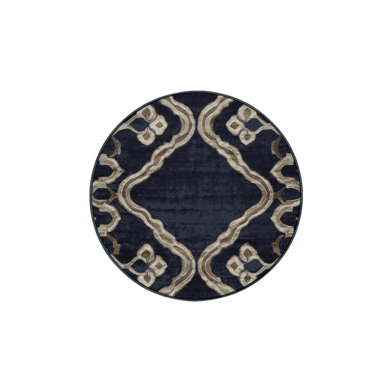 Machine Washable Gray Area Rug, Round 6'