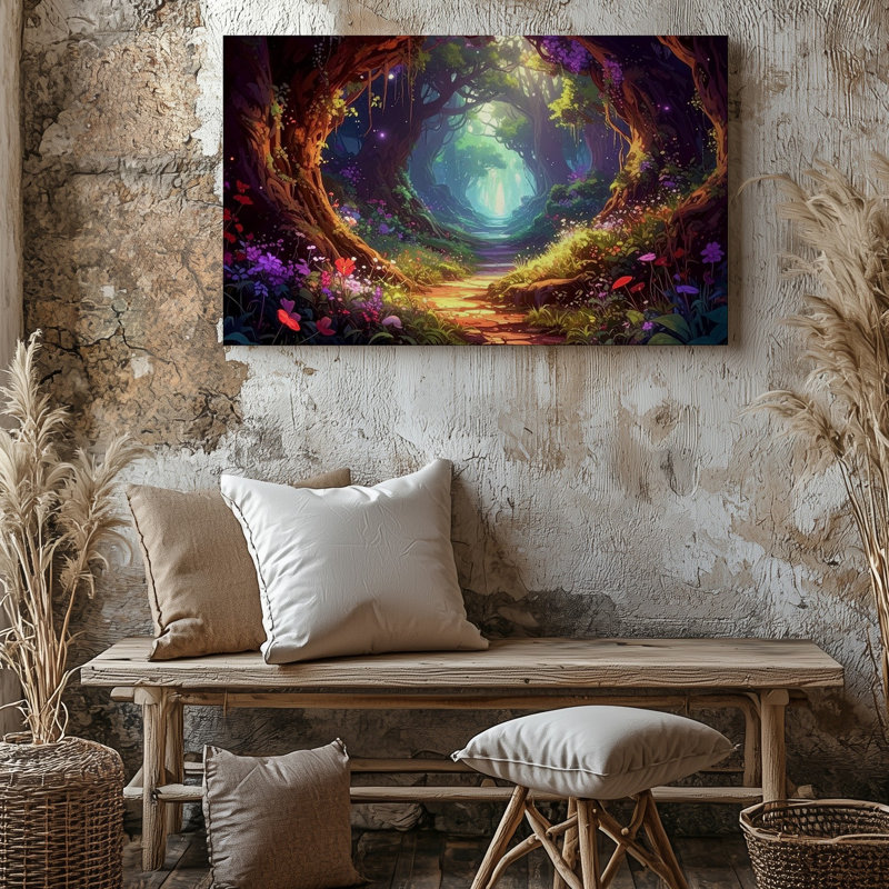 Art mural sur toile, chemin de forêt enchanté, domaine bioluminescent, H 30 po x l 30 po
