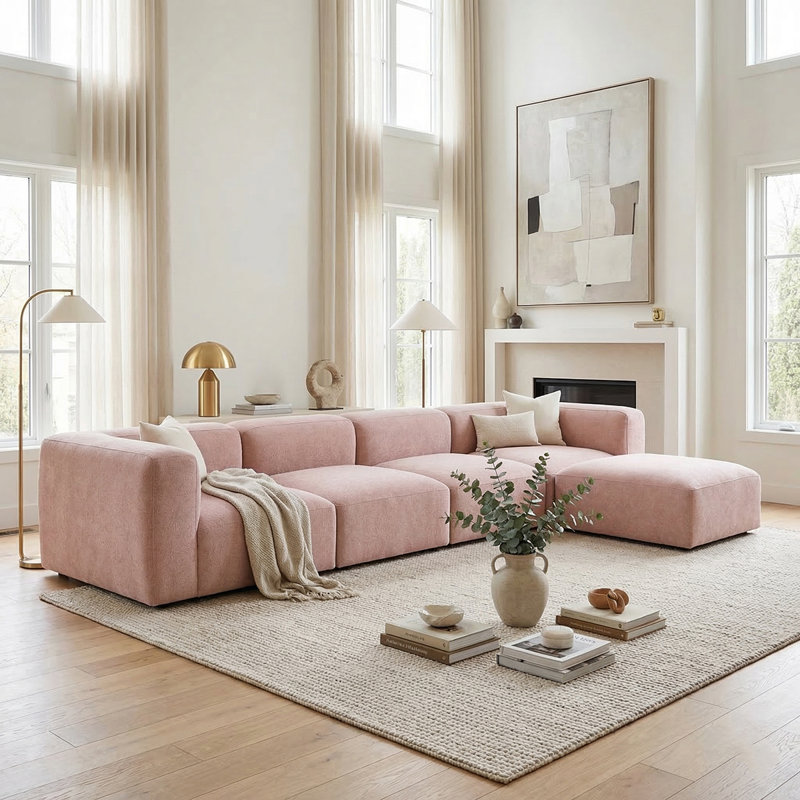 Canapé modulaire à profil bas avec repose-pieds 5 pièces Beaverson