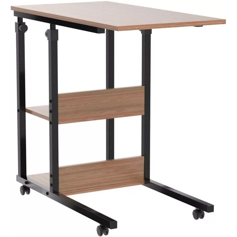 Amariah Wheel End Table, Walnut/Black