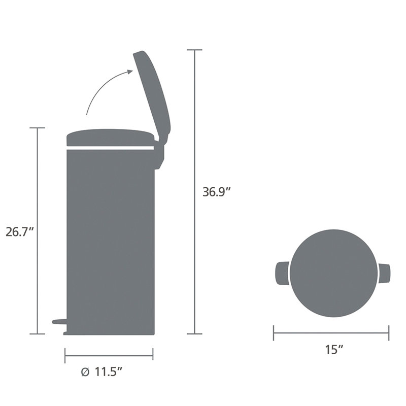 Brabantia NewIcon Step On Trash Can, 8 Gallon (30 Liter), White