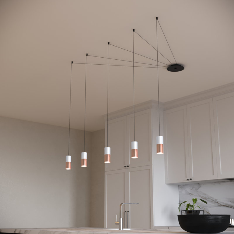 Ciro 5 - Light Rose Gold LED Cluster Pendant, White/Copper