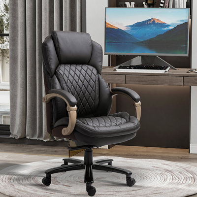 Chaise en brun, siège large pour grand et grand, hauteur de rotation réglable avec grand espace pour s'asseoir. Hauteur, hauteur du dossier haut, conception ergonomique avec coutures en losange