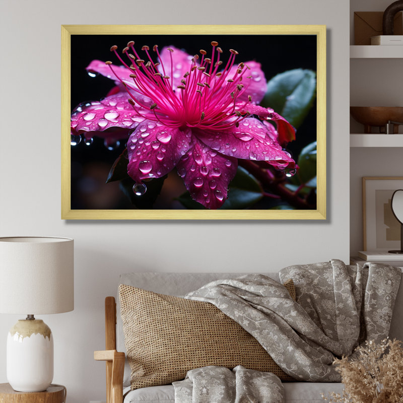 " Fuschia Vivacious Flowers I ", Gold Single Picture Framed, 34" H x 44" W x 1.5" D