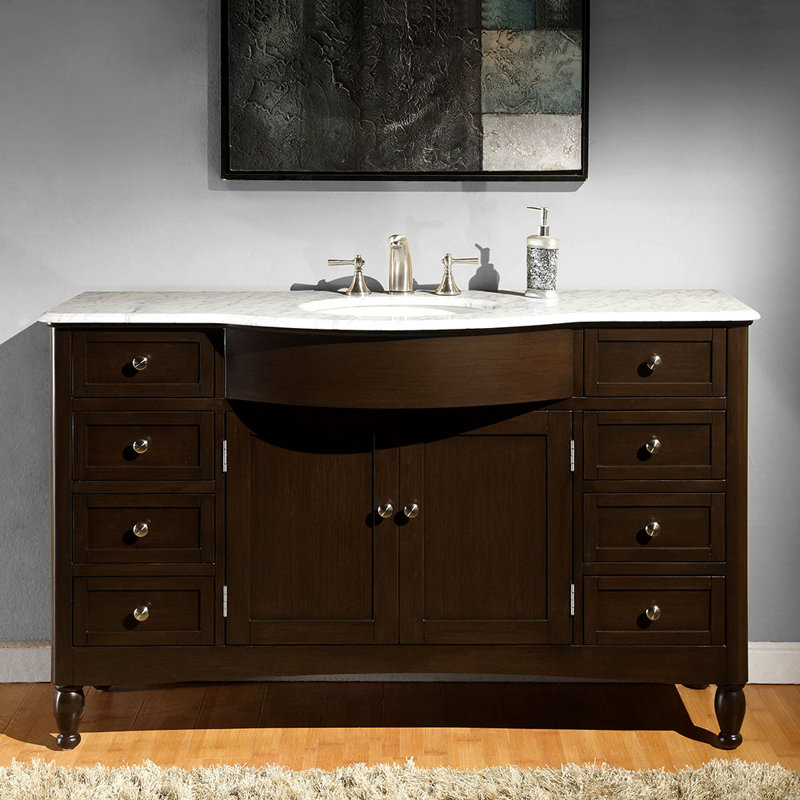 Davian 58'' Single Bathroom Vanity with Top, White
