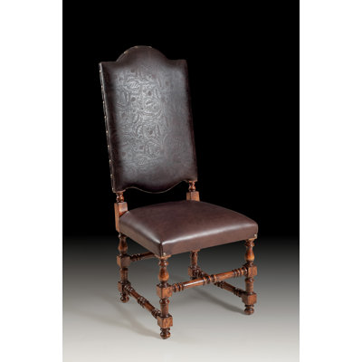 Leather Upholstered Side Chair in Brown