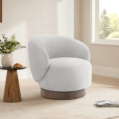 Modern Swivel Barrel Chairs With Wood Base