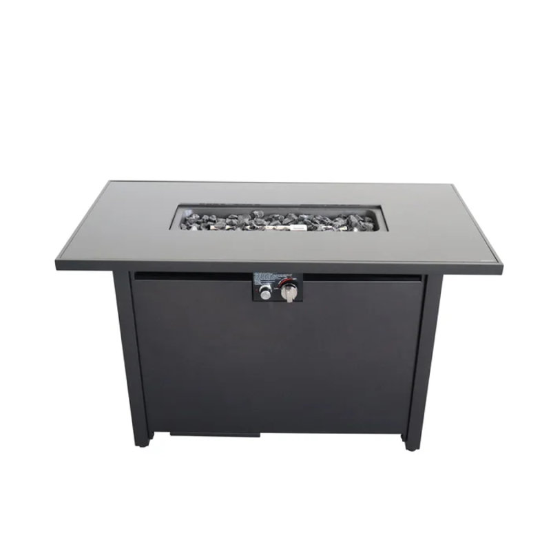 25" H X 42" W Steel Outdoor Fire Pit Table With Lid