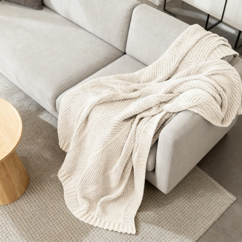 Jeté Chenille, Blanc