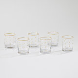 S/6 Celebration DOF Glasses-Clear W/Gold Dots