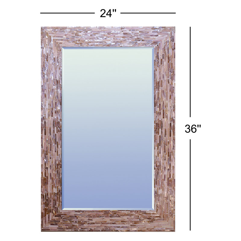 Grand miroir rectangulaire en nacre de Miayla Rosey, 36 po x 24 po