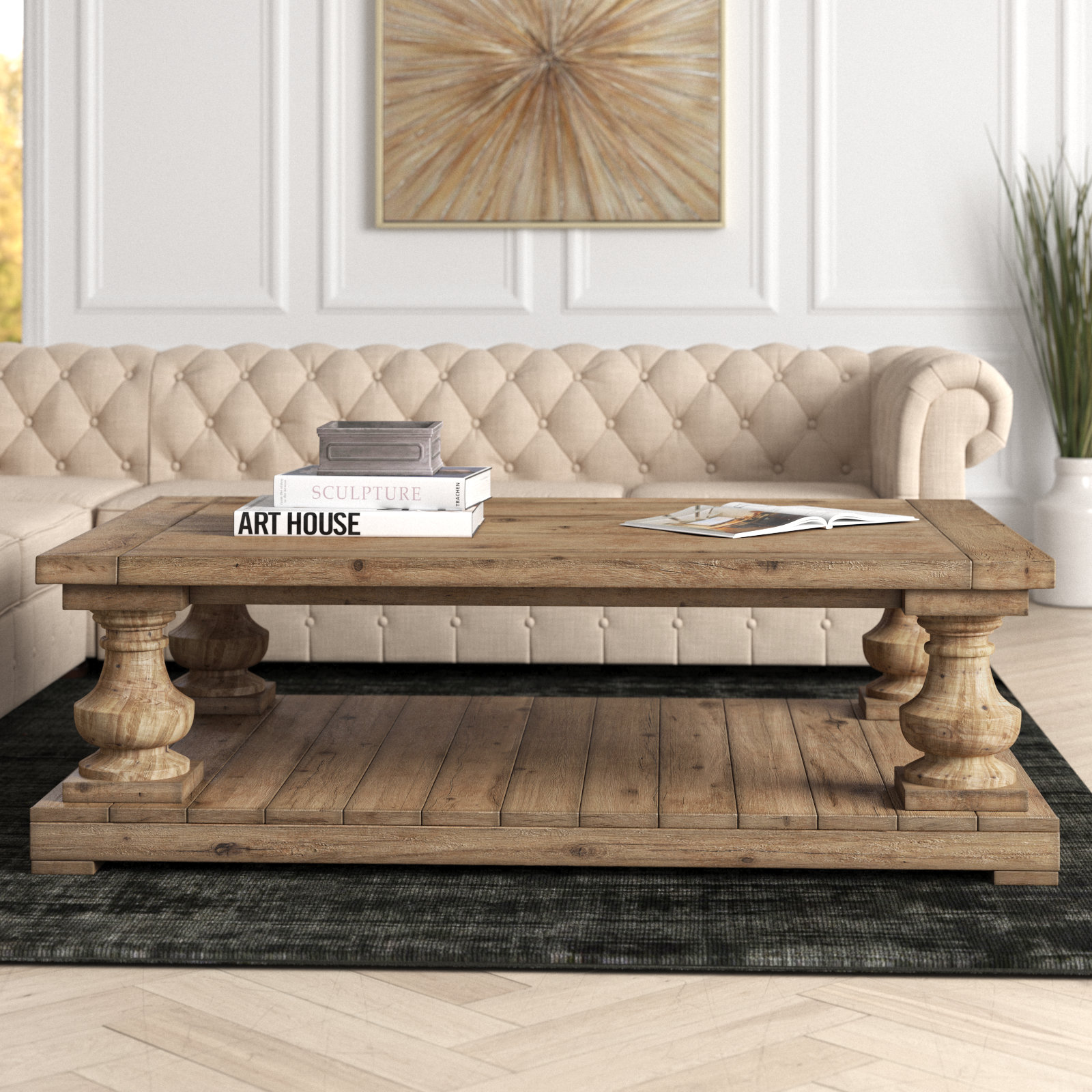 Balustrade salvaged deals wood coffee table