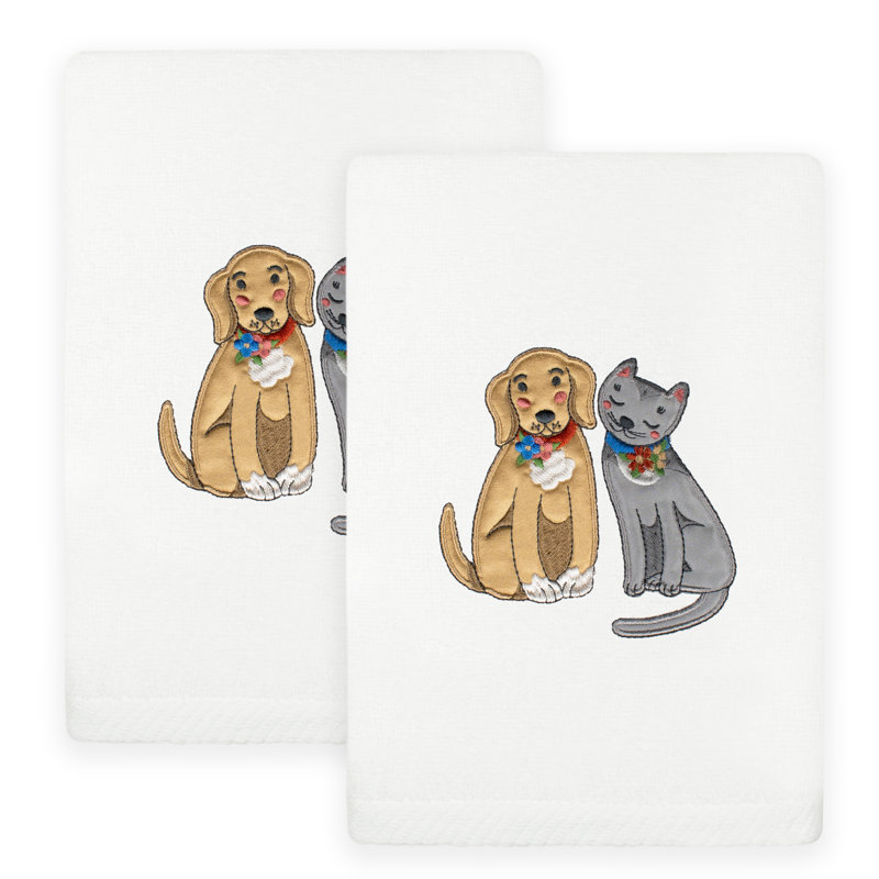  Ozkan Spring Dog & Cat Turkish Cotton Hand Towel, White