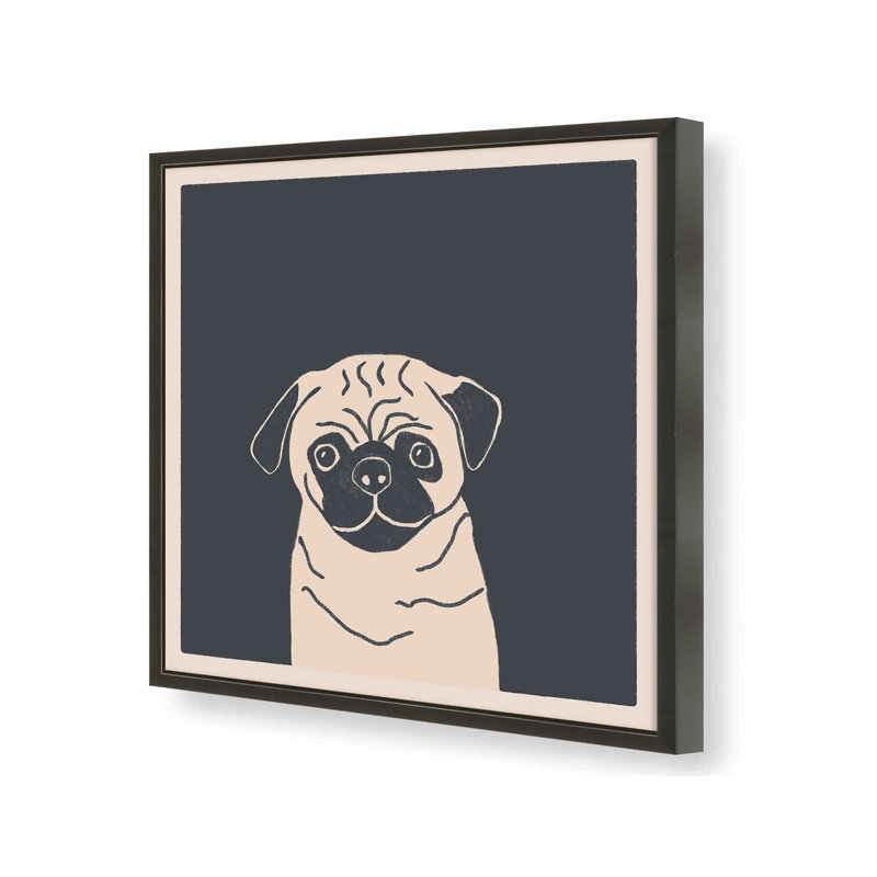 «Pugsy the Pug Dog» par Sary and Saff, reproduction d'art, H 20 po x l 20 po, Noir