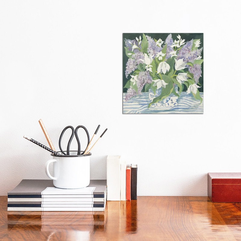 Lilac And Tulips by Jennifer Abbott - Wrapped Canvas Painting, 30.48 cm H x 30.48 cm W