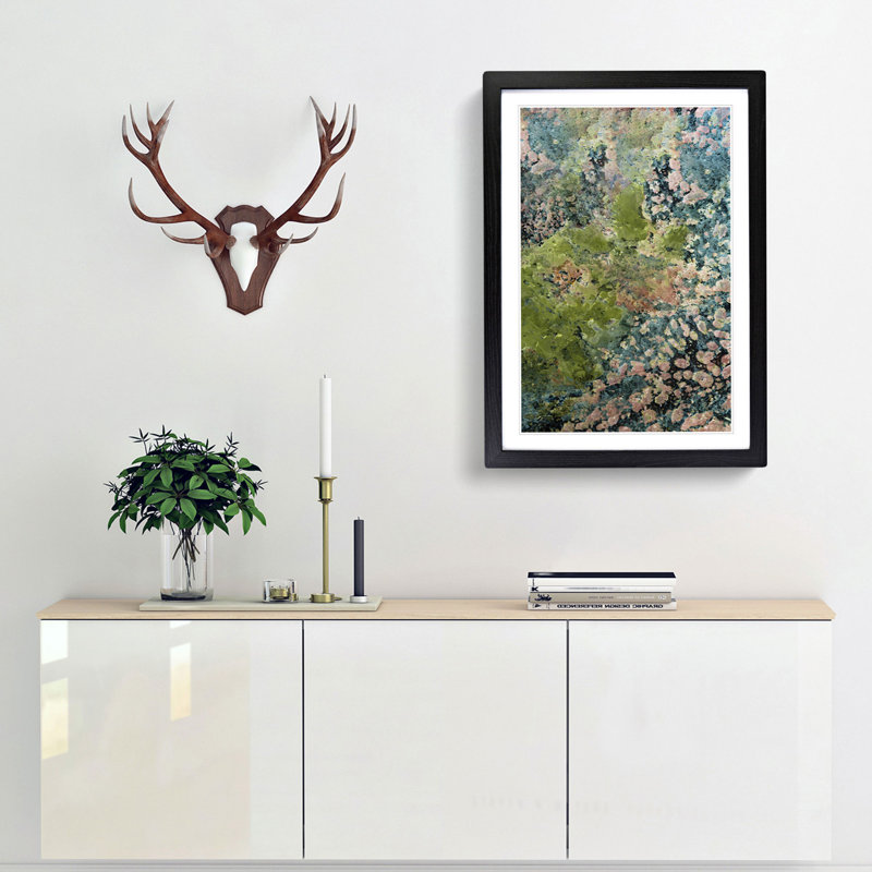 High Above the Greens in Abstract - Picture Frame Graphic Art Print, 36cm H x 27cm W x 2cm D, Black Framed