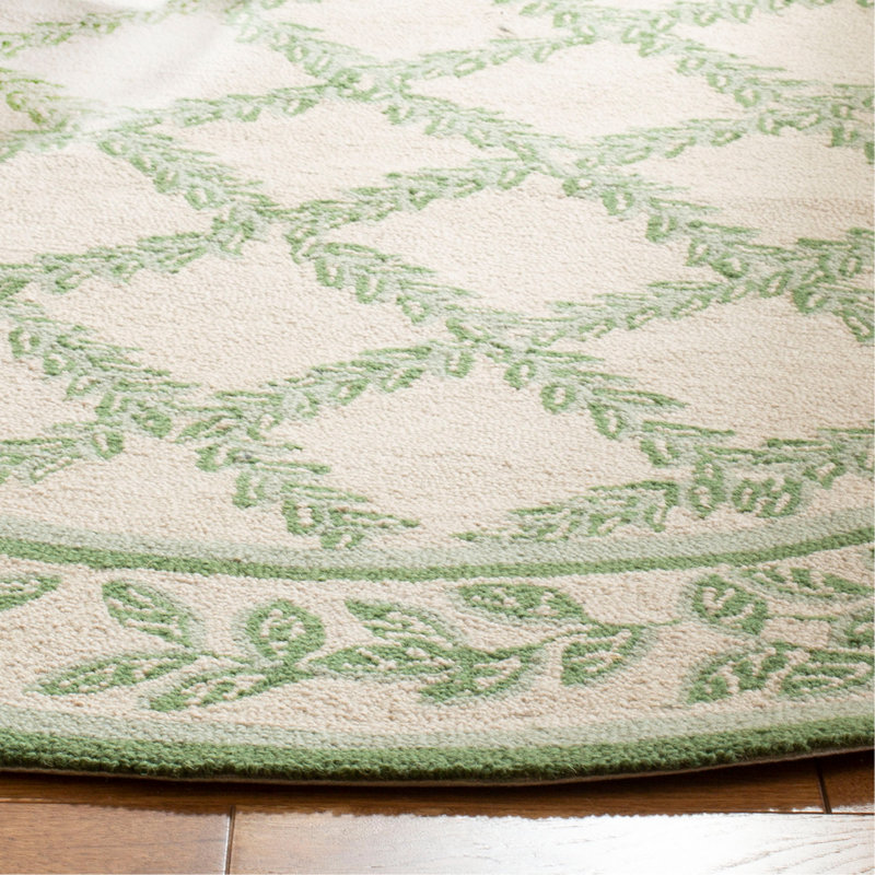 Jonsson Hand Hooked Wool Pile Geometric Rug, Round 4'