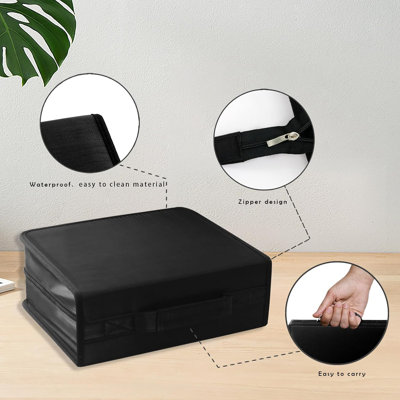Étui porte-DVD/CD - Classeur portefeuille de rangement pour disques d'une capacité de 256 unités, idéal pour la voiture, la maison, le bureau et les voyages (noir)