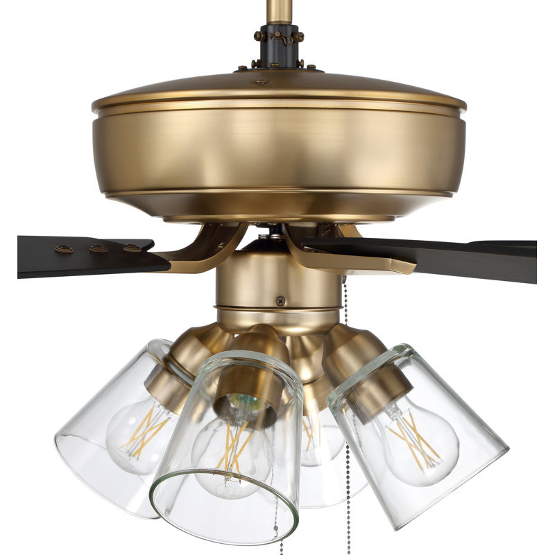 Satin Brass 52'' Ceiling Fan with Reversible Black Walnut Blades