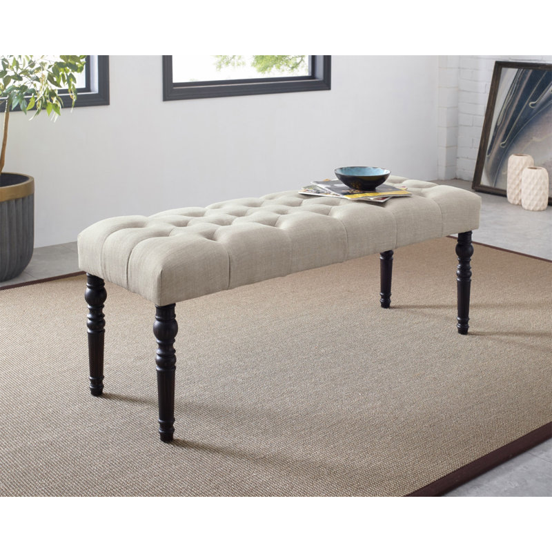 Banc de salle à manger capitonné en tissu Leviton, Tanné