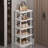 Bamboo Shoe Rack 5tier- Vertical White Shoe Rack For Small Spaces, Tall Narrow Shoe Rack Organizer For Closet Entryway Corner Garage And Bedroom,skinny Shoe Shelf With Free Stackable Diy