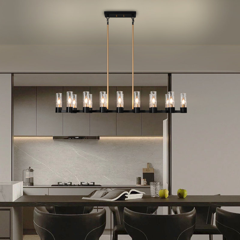 16-light Modern Chandelier Black And Gold Chandelier Linear Chandelier For Dining Room Living Room