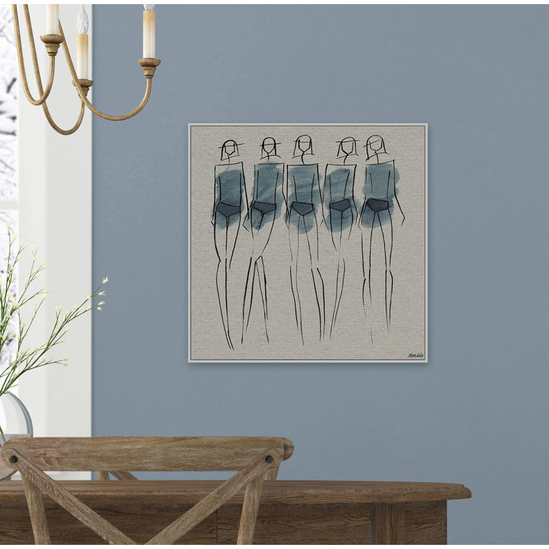 Ombre bleue II - reproduction d'art sur toile, H 32 po x l 32 po x P 1,5 po, Cadre flottant