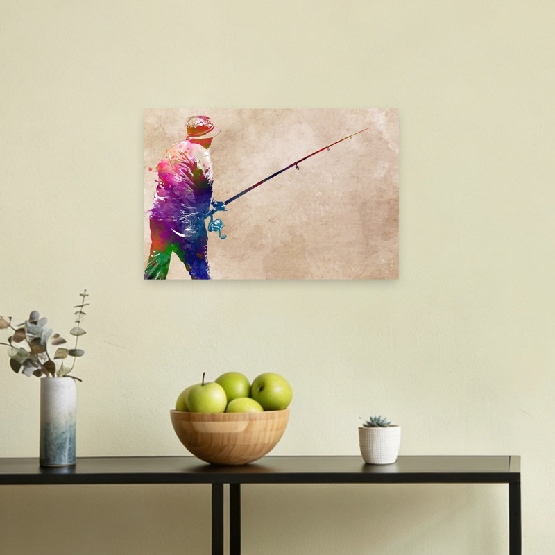 «Vibrant Fishing Art», art mural contemporain, H 12 po x l 18 po