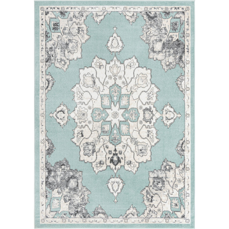 Tapis bleu traditionnel Traditional Troayurgh, Rectangle 7 pi x 10 pi