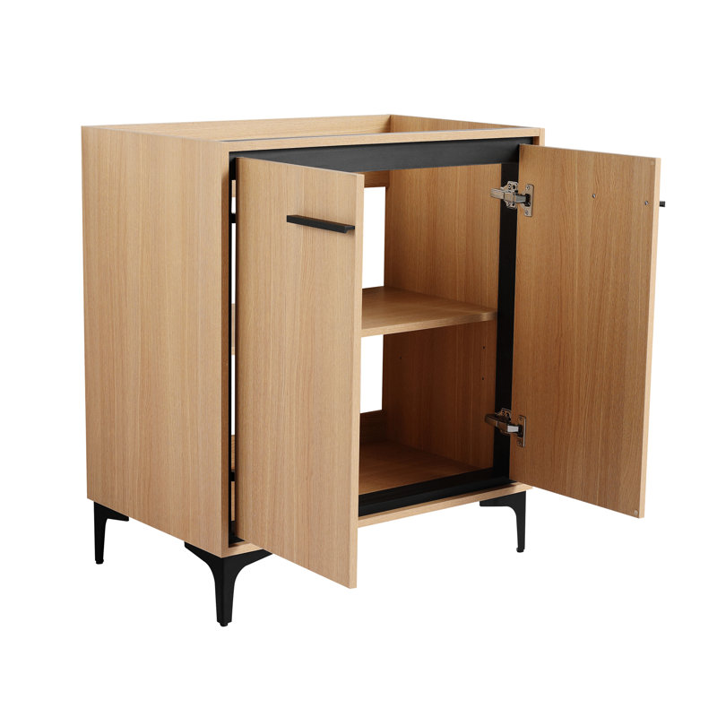 Meuble-lavabo pour salle de bain avec lavabo simple, meuble-lavabo sous-comptoir moderne avec double tiroir, meuble-lavabo sur pied autoportant, bois d'ingénierie