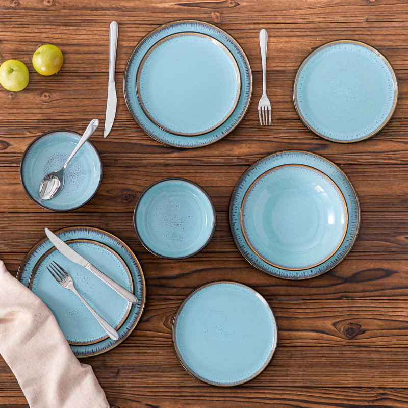 Ambrru Piece Stoneware Dinnerware Set - Service for 4, Blue